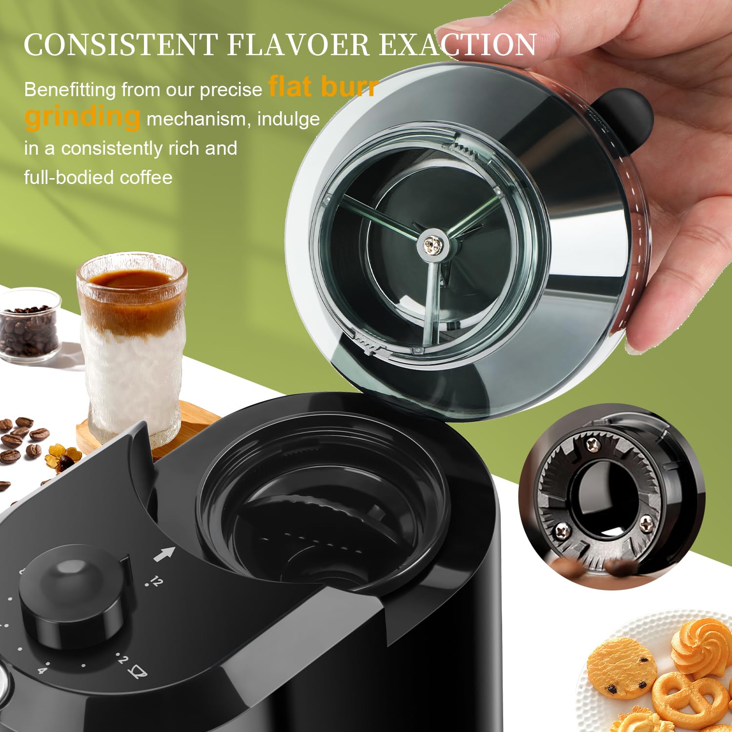 Wancle Automatic Burr Mill Cof - Coffee Grinder Burr Flat recension och pris