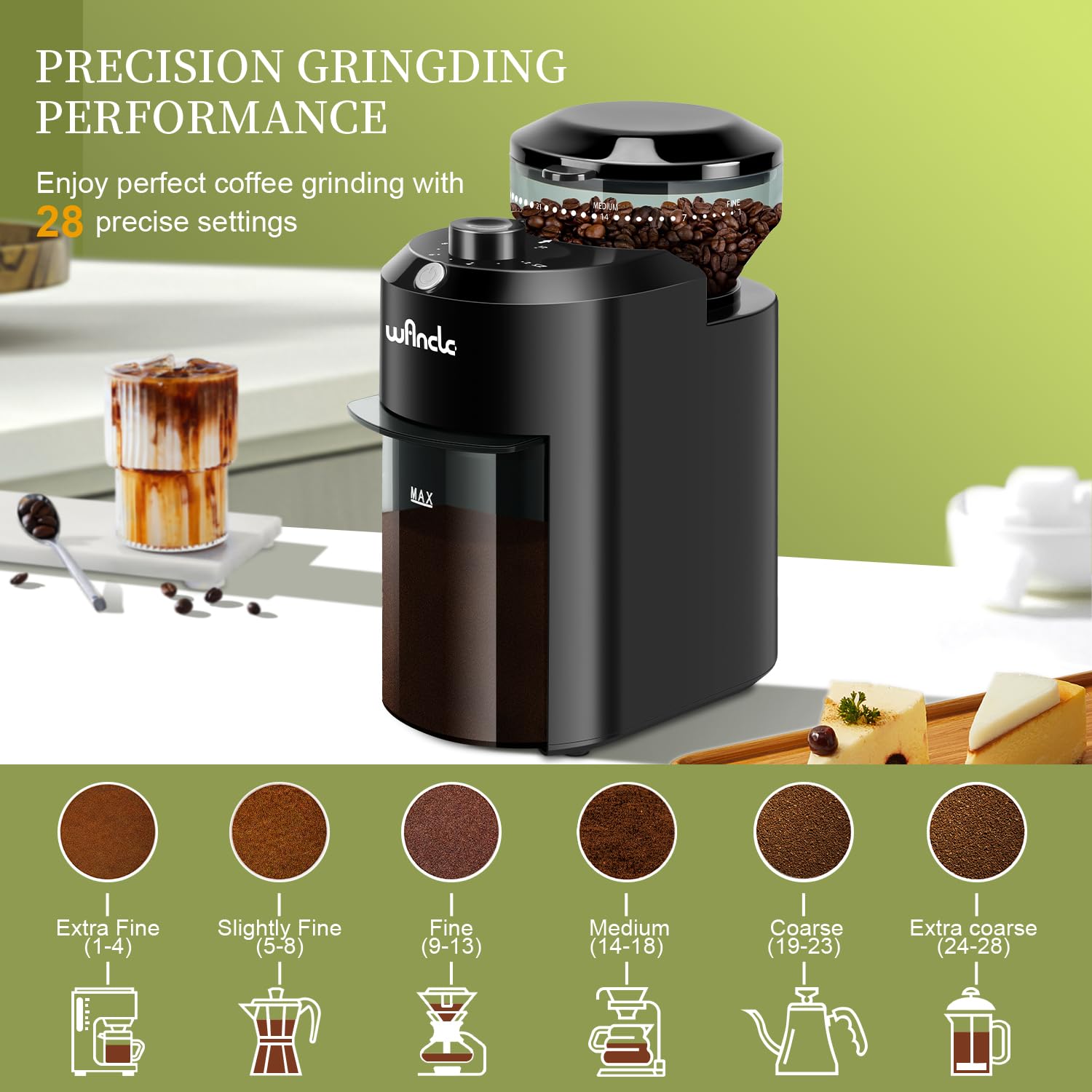 Wancle Automatic Burr Mill Cof - Coffee Grinder Burr Flat recension och pris