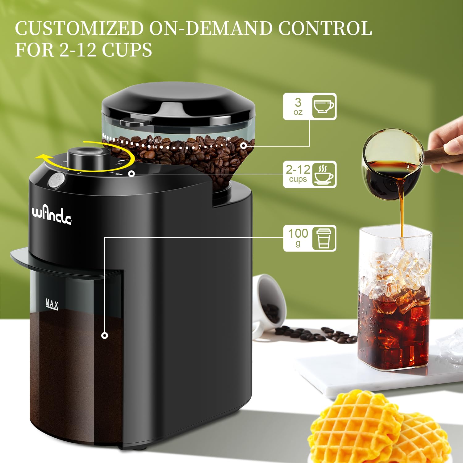 Wancle Automatic Burr Mill Cof - Coffee Grinder Burr Flat recension och pris